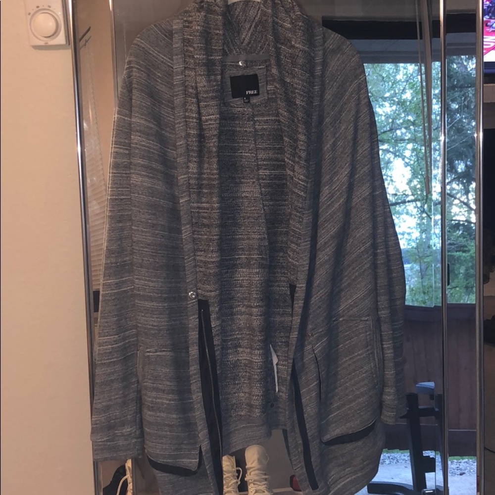 Wilfred Grey Zip Cardigan with Silver Stud Accents
